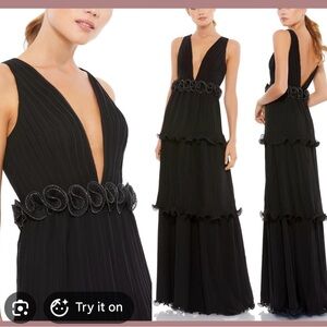 Mac Duggal Black Tiered Maxi Dress